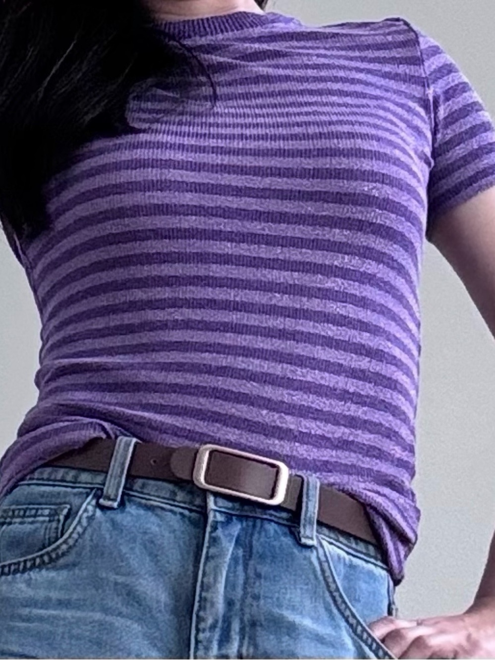✨ MAX&Co. Shimmery Purple Striped Ribbed Tee ✨